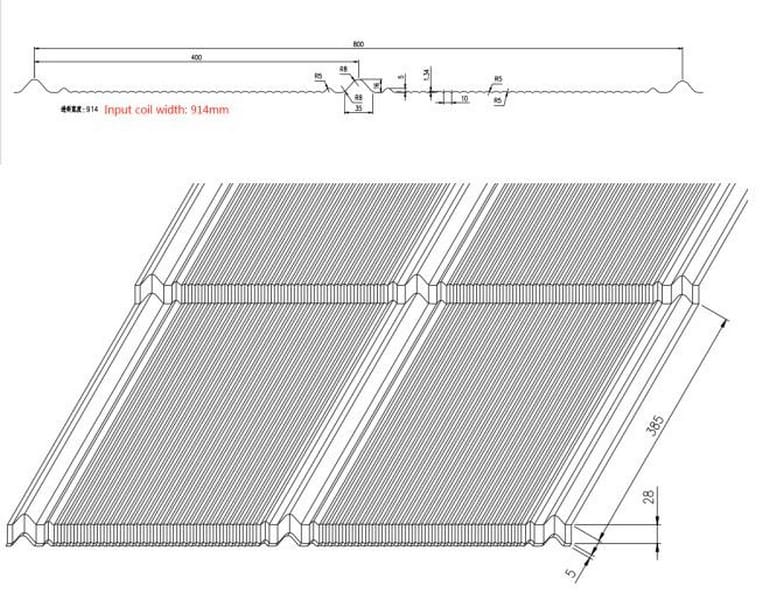 glazed tile profile drawing