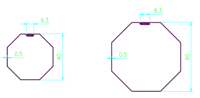  Octagonal Tubes drawing profile