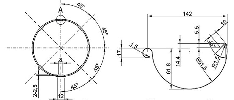 Round rain pipe drawing profile