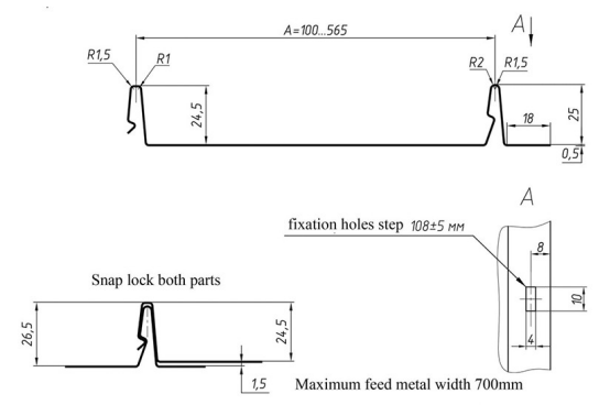 Standing Seam Metal Roofing Snap Lock Panel Machine