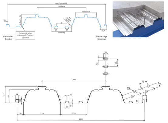 Composite metal floor decking rolling forming machine