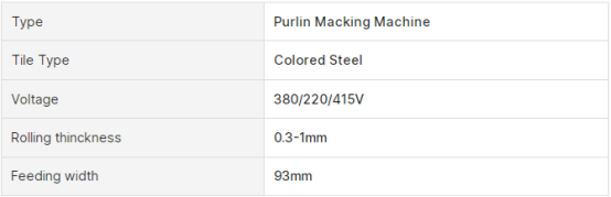 Automatic Steel Frame Channel Punch Holes C U Z W M V T Purlin Roll Forming Machine