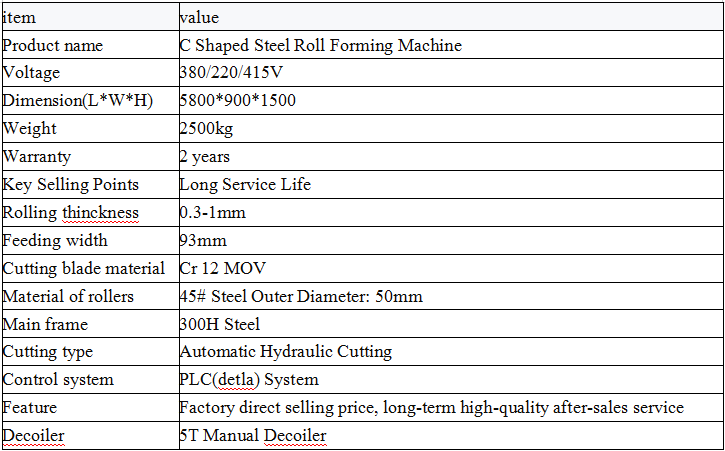 Automatic Steel Frame Channel Punch Holes C U Z W M V T Purlin Roll Forming Machine